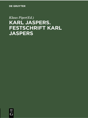 cover image of Karl Jaspers. Festschrift Karl Jaspers